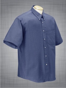 Men's Short Sleeve Houndstooth Oxford - French Blue