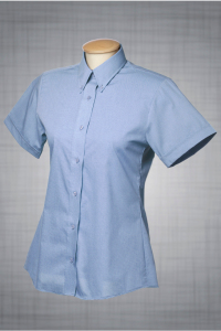 Ladies Short Sleeve Deluxe Pinpoint Oxford - French Blue