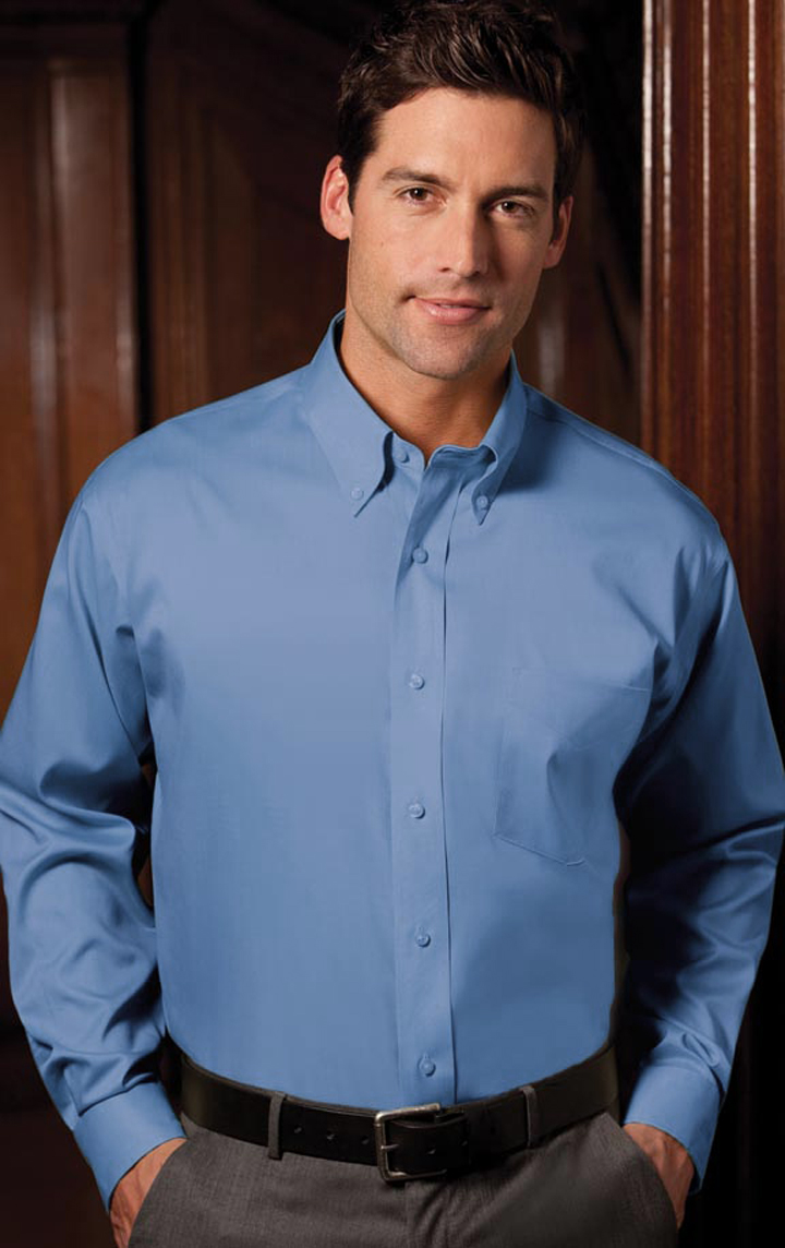 Joseph & Feiss Men’s 80s 2 ply 17 1/2 34/35 Oxford Long Sleeve Button Shirt Blue 